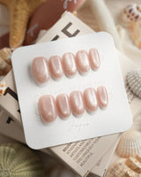 Pink Tulle Short Oval press on nails, handmade custom nails by Joyeenails