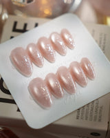 Pink Tulle press-on nails — Nude Ombre, featuring a