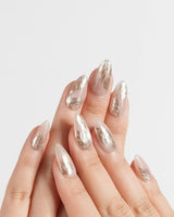 Plume press-on nails — Elegant Nude, Brushed Gold