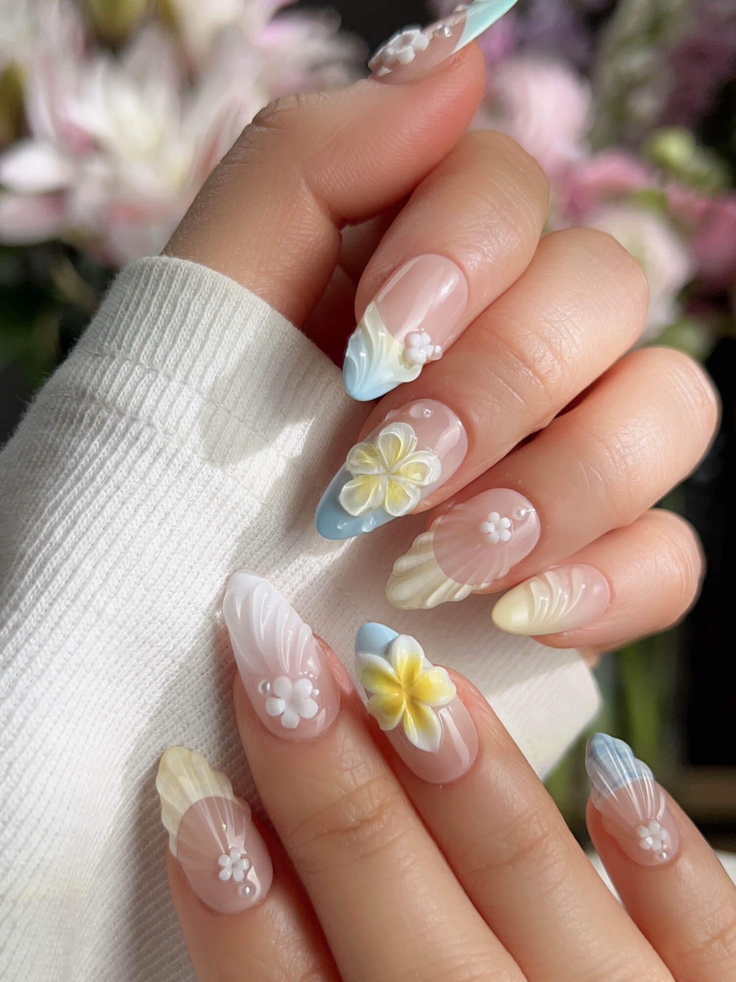 Vegan Pearl 3D Nails with Nature’s Shine