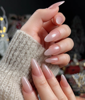 Pure Touch handmade press-on nails featuring Minimalist Nude Pink,ombre