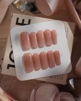 Pure Touch press-on nails in medium square shape — Minimalist Nude Pink,ombre