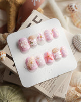 Romantic Garden Extra Short Squoval press on nails, handmade custom nails by Joyeenails