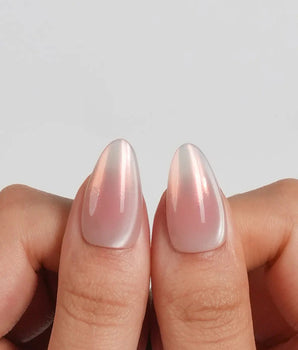 Rosy Glow Short Almond press on nails, handmade custom nails by Joyeenails