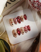Ruby Night nails — Glitzy Red & Gold by Joyee Nails