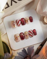 Ruby Night nails — Glitzy Red & Gold by Joyee Nails