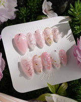 Sakura-Cipher nails — Sweet Cherry Blossom Pink, by Joyee Nails