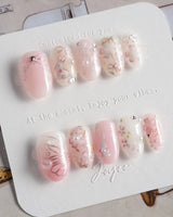 Sakura-Cipher nails in short oval — Sweet Cherry Blossom Pink,