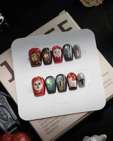 Séance handmade press-on nails in extra short coffin shape by Joyee Nails