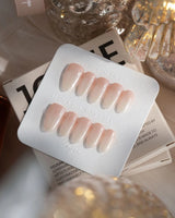 Sheer Stardust nails in extra short almond — Icy Nude Ombre Gradient,