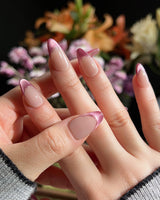 Silk Blush nail art close-up showing Gentle Pink Tone, French Cat Eye Gradient. details