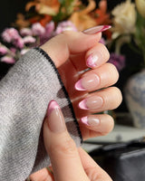 Silk Blush handmade press-on nails featuring Gentle Pink Tone, French Cat Eye Gradient.