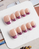 Silk Plum press-on nails — Alluring Purple Cat Eye, French Gold Wire. handmade nail art by Joyee Nails