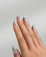 Slushie Blueberry summer nails with hand-painted berries and chilled blue gel texture