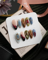 Snow White Medium Almond with multicolored cute 3d handmade press-on nails - image 3