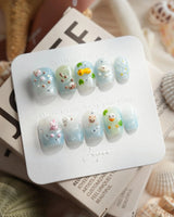 Splash Club pool animal press-on nails in extra short coffin shape