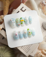 Splash Club pool animal press-on nails in short coffin shape