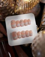 Spotlight Muse nails in short square — Soft Nude Pink, Silver