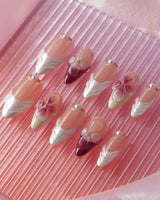 Duchess Purple spring wedding nails with handcrafted blossoms and soft violet shimmer