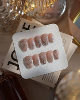 Starlight Rain nails in extra short almond — Champagne Nude Pink &