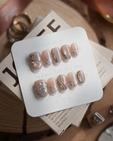 Starlight Rain nails in extra short oval — Champagne Nude Pink &