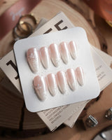 Sunday Light nails in medium almond — Translucent Aurora Pink Gradient,