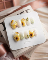 Sunflower — Golden Noise Short Oval press on nails, handmade custom nails by Joyeenails
