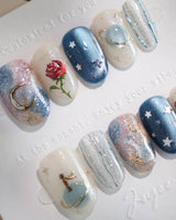 The Little Prince press-on nails — Starry Blue & Milky