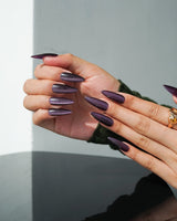 Mauve Nail Color Cat-eye press-on nails — dark purple cat eye nails handmade nail art by Joyee Nails