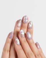 THE UTOPIA nails in short oval — Dreamy Aurora Purple, Hand-painted