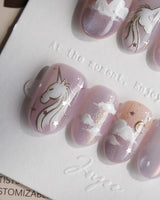 THE UTOPIA press-on nails — Dreamy Aurora Purple, Hand-painted