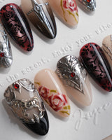 THE VALKYRIE press-on nails — Dark Medieval Style, Metallic