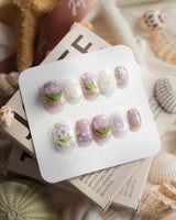 Tulip- Glow up Extra Short Squoval press on nails, handmade custom nails by Joyeenails