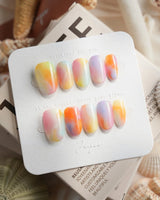 Tutti Frutti minimal rainbow press-on nails with smooth pastel color shifts