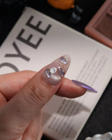 Twilight Pumpkin handmade press-on nails in short almond shape by Joyee Nails