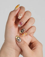 Cute Hedgehog nail set with tiny hedgehog detail, fall leaves, bows, and warm plaid art