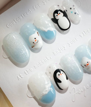 Polar Friends press-on nails — Icy Blue & Pure