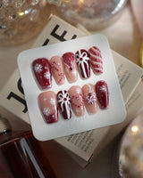Your Gift nails in medium coffin — Classic Red & White