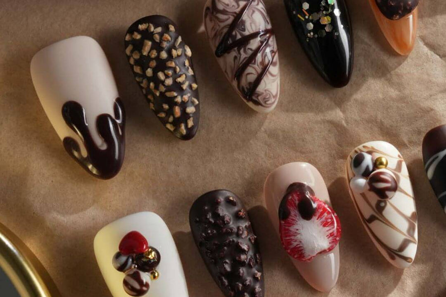 3D press-on nails by Joyee Nails — hand-sculpted pearl and floral wedding nail ideas