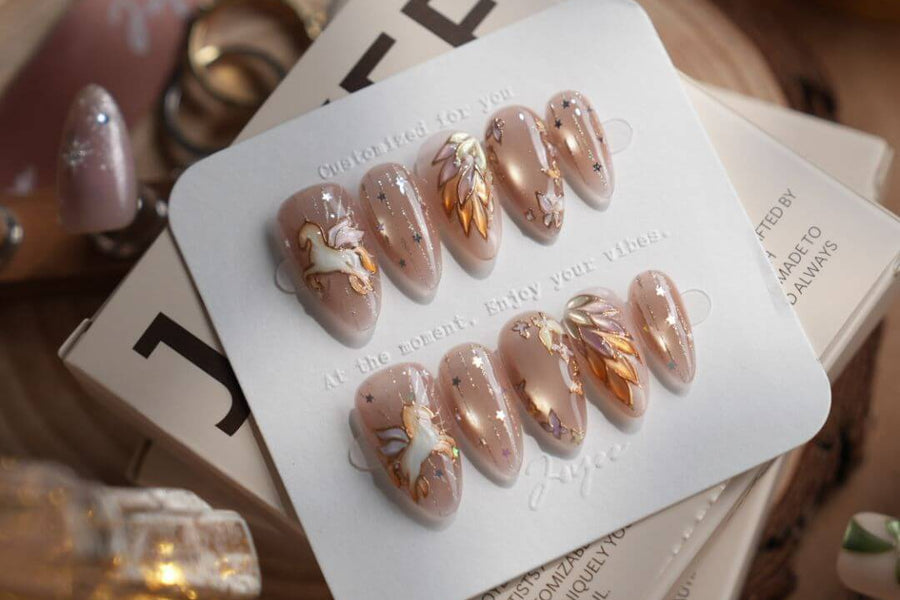 New arrival handmade press-on nails featuring fresh designs from Joyee Nails