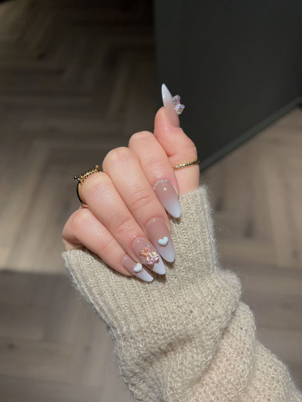 Bear Hug Med Almond Pink Nails | Ready to ship - Joyeenails - CU029 - READY - XS / Medium Almond