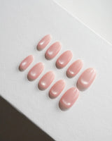 Guava Short Oval with pink non-3d cat eye nails handmade press-on nails - image 2