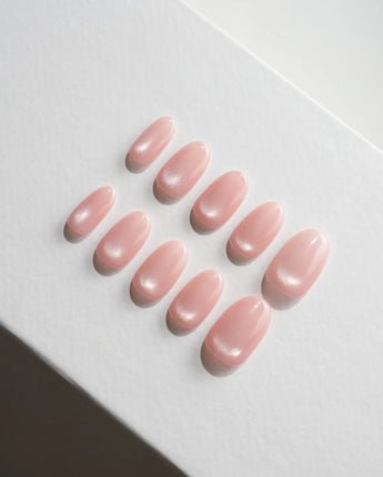 Guava Short Oval with pink non-3d cat eye nails handmade press-on nails - image 2
