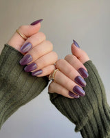 Purple Cat-Eye press-on nail set — Dusty Purple cat eye design, hand-painted with real gel polish