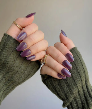 Purple Cat-Eye press-on nail set — Dusty Purple cat eye design, hand-painted with real gel polish