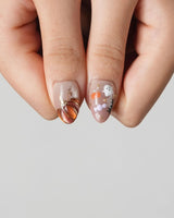 Mischief Maker nails — nude base orange gradient by Joyee Nails