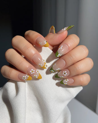 Olive & Ginger Bloom - Joyeenails - FT018 - Custom Size - Add Note / Medium Almond