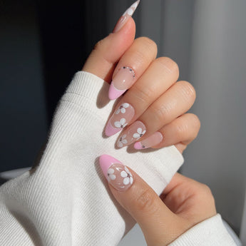 Sakura Fall custom press-on nails — available in multiple shapes and sizes