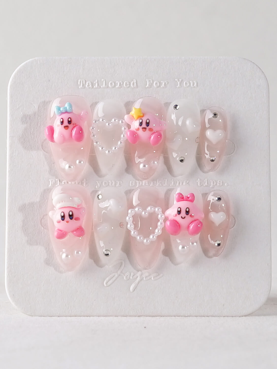 Handmade- Kirby Pop Med Almond Press On Nail Set