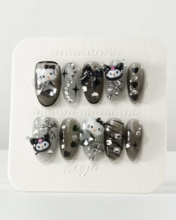 Black KK - Joyeenails - AN027 - XS / Medium Oval